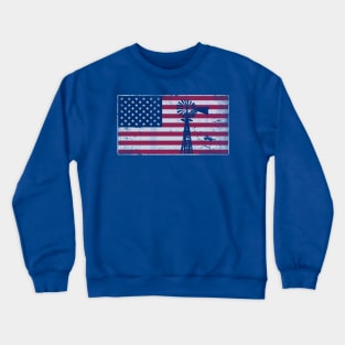 Patriotic American Flag Windmill USA 4th of July Crewneck Sweatshirt